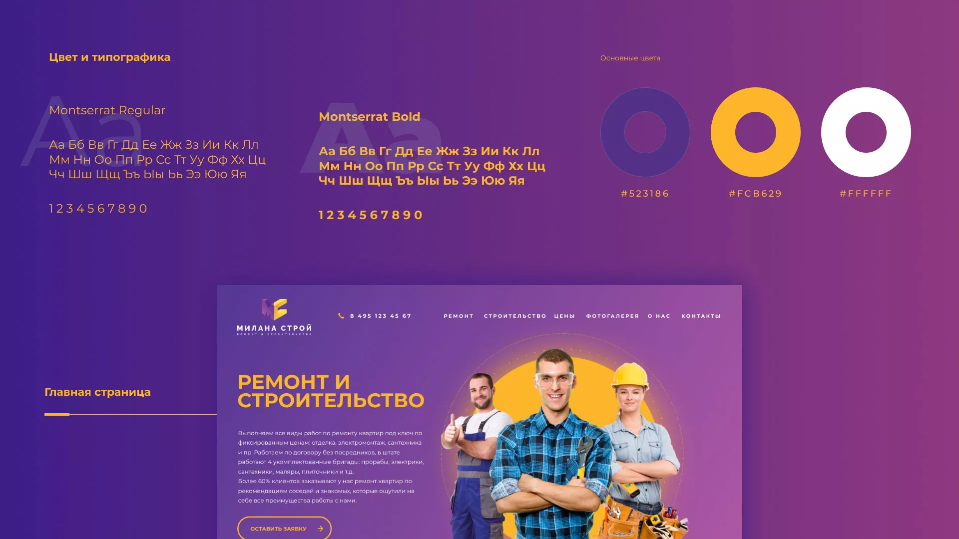 Разработка сайта строительной компании «Милана-Строй» в Мирном
