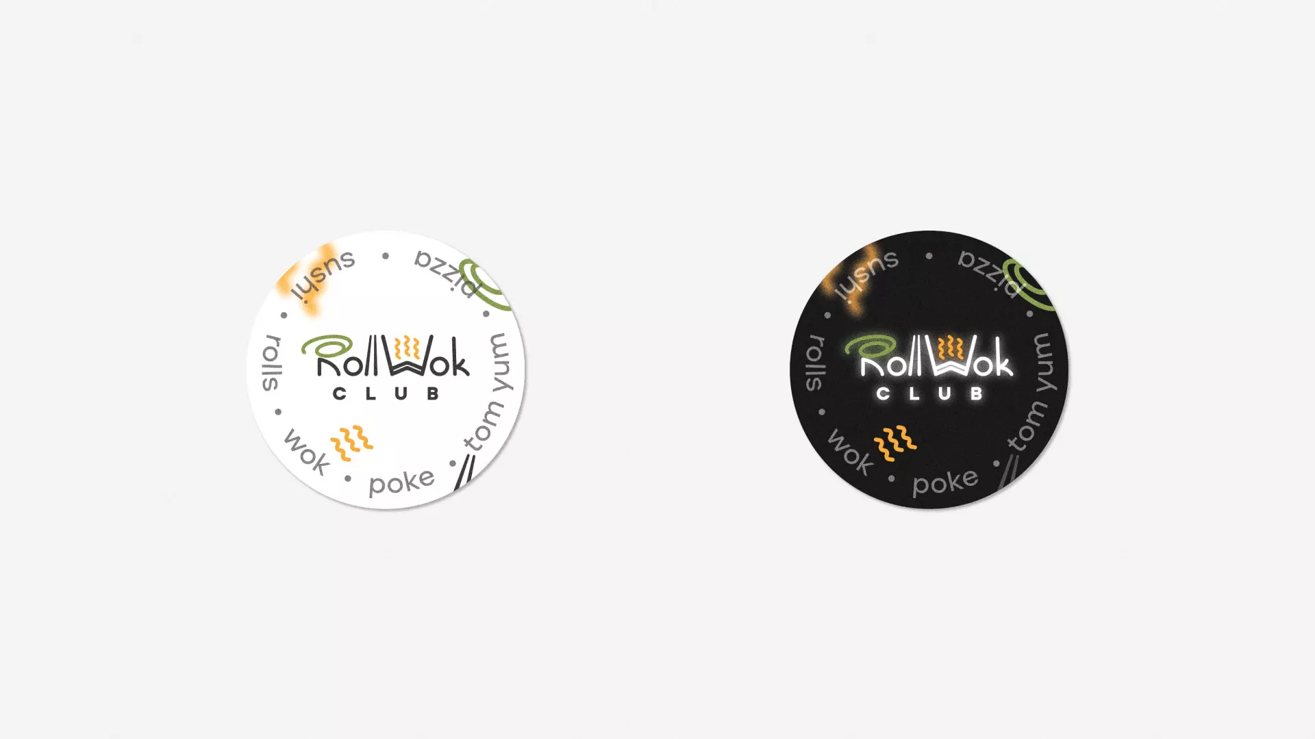 Разработка наклеек для суши-бара «Roll Wok Club» в Мирном